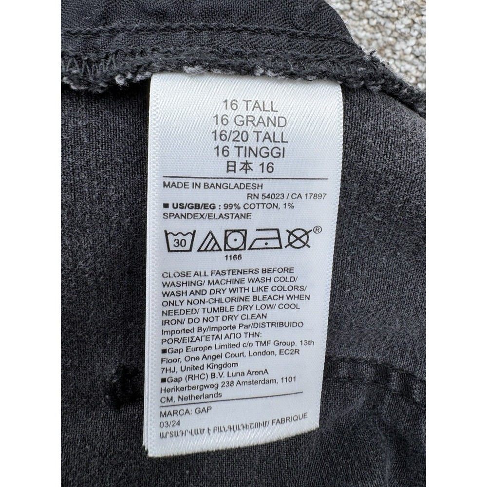 GAP Short Sleeve Denim Jumpsuit Women's Size 16 Tall Gray Black Wash Stretch EUC - Picture 8 of 16